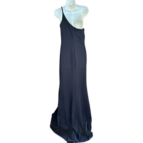La Femme One-Shoulder Jersey Gown in Black NWT Size 8 - Picture 4 of 6